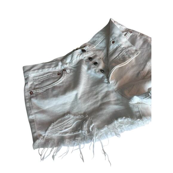 We The Free White Loving Good Vibrations Cutoff Denim Shorts Size 30 - Picture 5 of 6